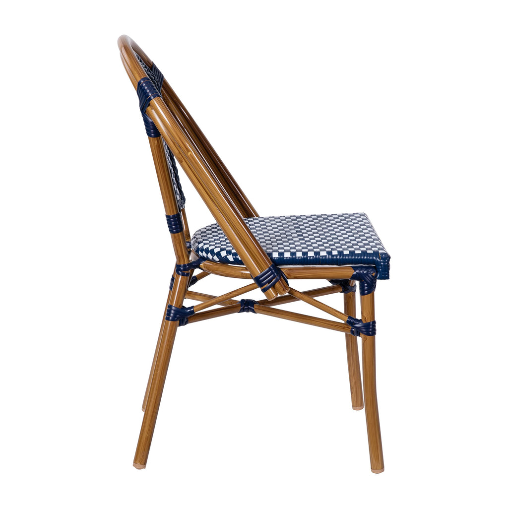Navy/White PE Rattan Bistro Chair, 2-Pack