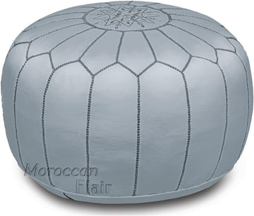 Flair | Genuine Pouf | Bedroom & Living Room Round Ottoman | Authentic Goat Skin Leather | Eco-Friendly Materials |
