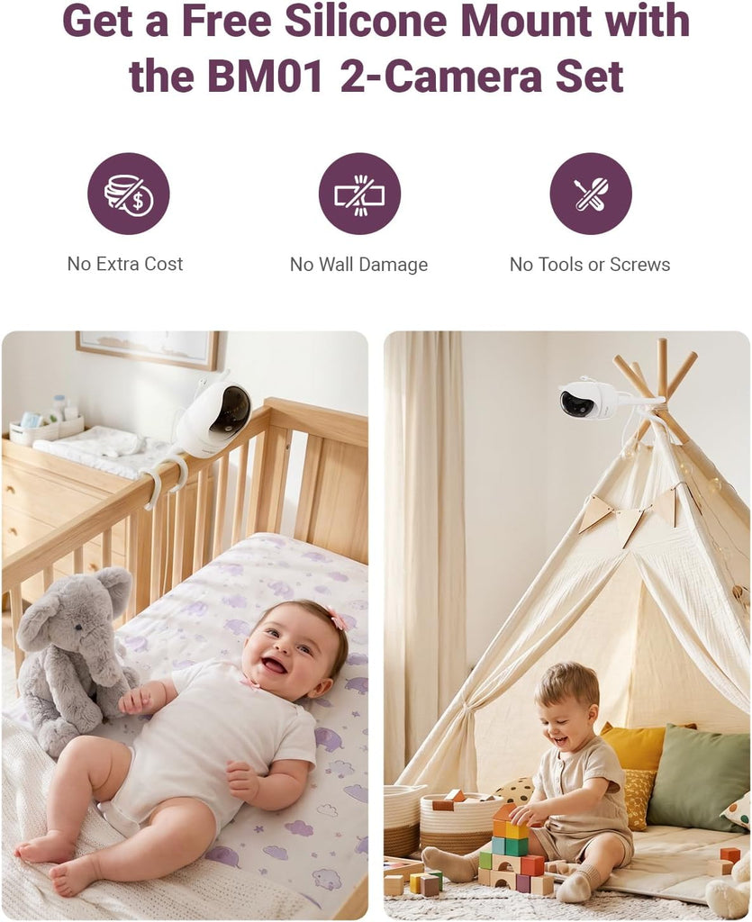 BM01 7" Split-Screen Baby Monitor with 2 Cameras and Audio No WiFi