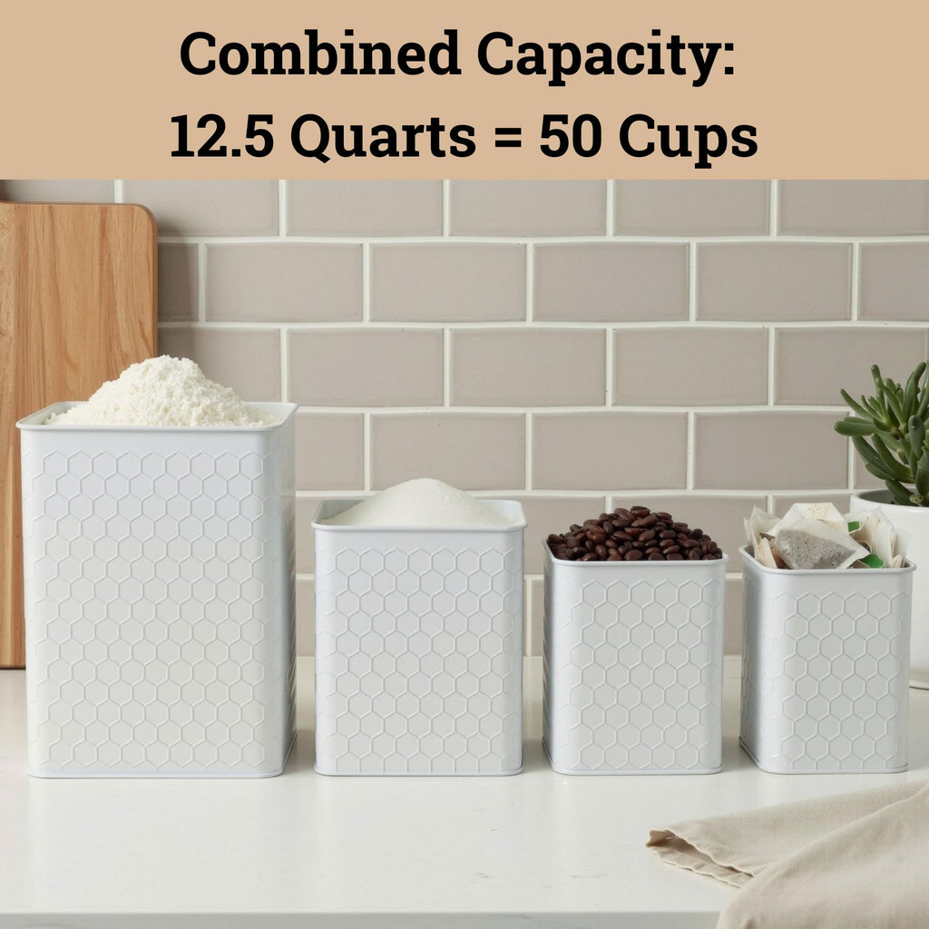 Kitchen Canisters for Countertop Set of 4 w/Airtight Easy Open Bamboo Lids