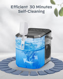 Ice Maker Countertop, Portable Ice Machine with Carry Handle, Self-Cleaning Ice Makers with Basket and Scoop, 9 Cubes