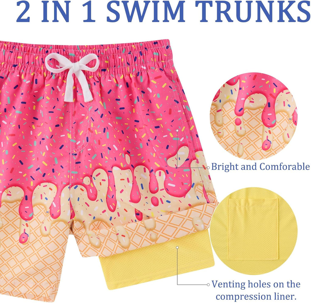 Boys Swim Trunks with Compression Liner Bathing Suit