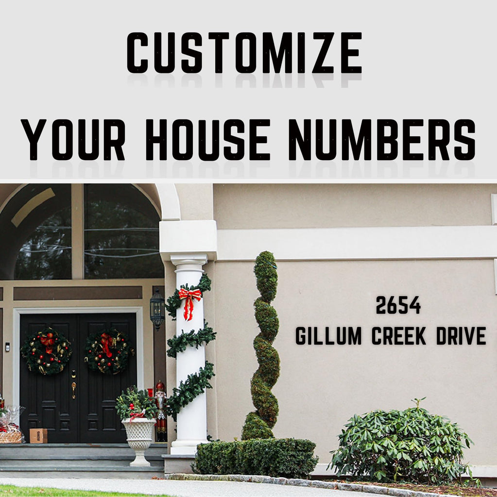 12" 5 PCS Custom Large House Numbers, Modern Black Metal Address Number