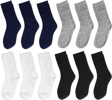 Pack Boy Toddler Kids Cotton Crew Socks, Casual Athletic Dress Socks