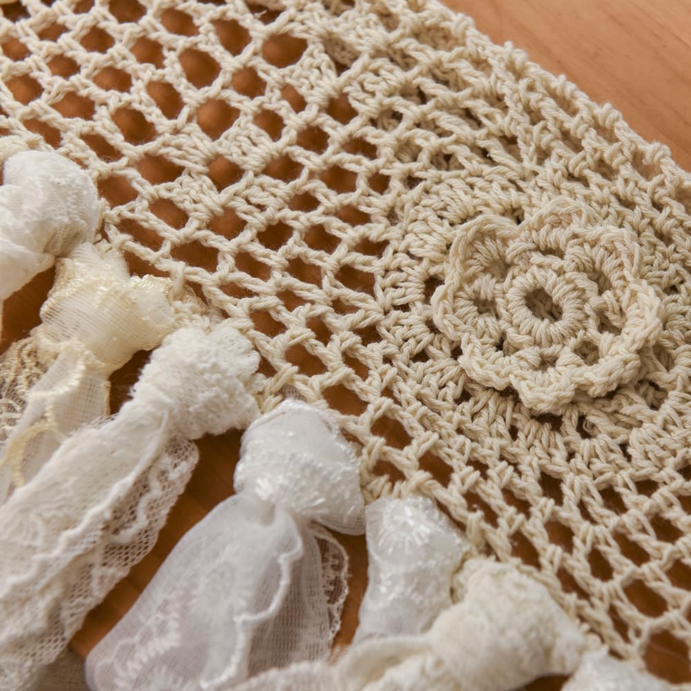 Boho Kitchen Curtains Short Shabby Chic Lace curtain Handmade Cotton Crochet Lace Kitchen Valance Country Cottage