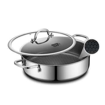 Saute Pan, Hybrid Non Stick 5 Quart Everyday Braiser pan, Chicken Fryer, PFOA Free Cookware, 12 inch Deep Frying Pans
