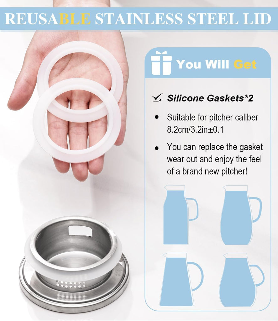 Glass Pitcher with Lid, 86oz Glass Water Pitcher, Large Hot Cold Water Jug, Borosilicate Drink Jug for Iced Tea