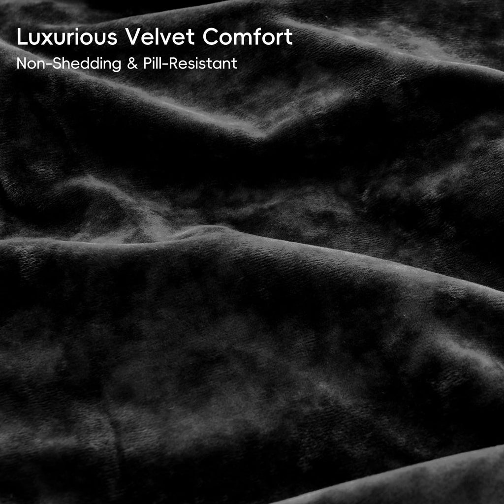 Crushed Velvet Comforter Queen Black, 5-Pc Winter Set
