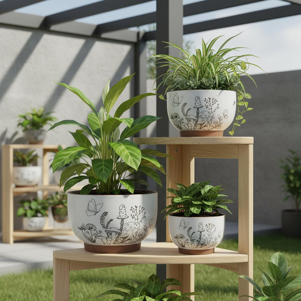 Terracotta Pots, 8+6 Inch Plant Pots, 2 Pcs with Drainage Holes