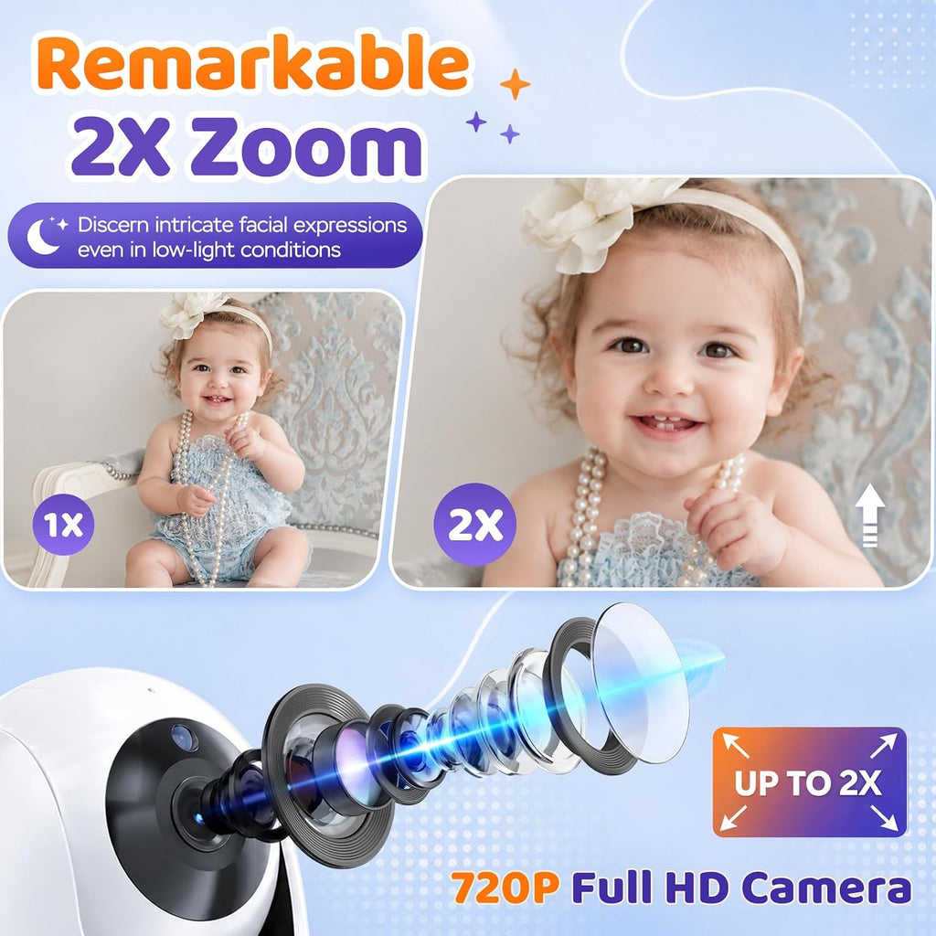 6" Split Screen Video Baby Monitor with 2 Cameras and Audio No WiFi