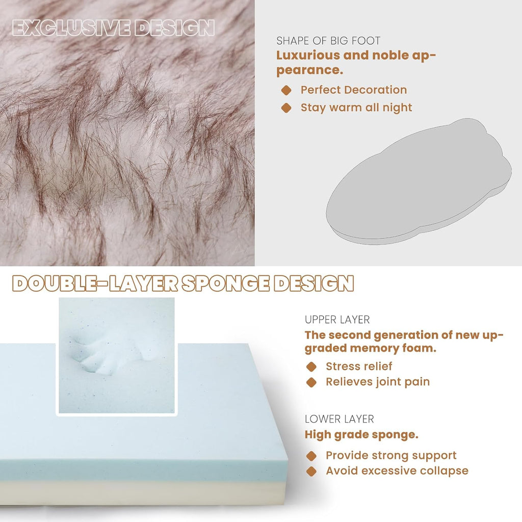 Luxury Faux Fur Dog Bed, 5 in Memory Foam(40L x 25W x 5H in, White)