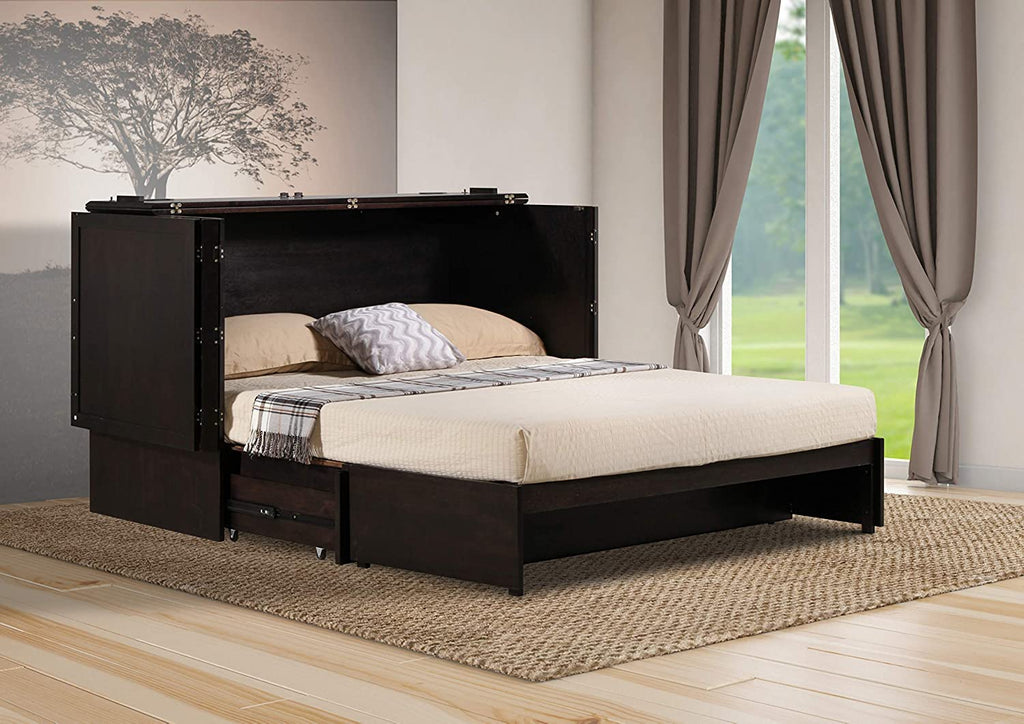 Daily Delight Murphy Cabinet Chest Bed with Charging Station 8 Inch, Queen (Java)
