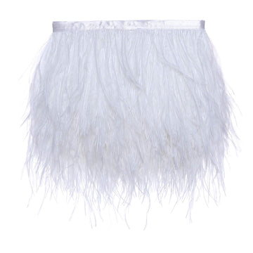 Ostrich Feather Trim Fringe for Sewing Crafts, White - 2 Yards