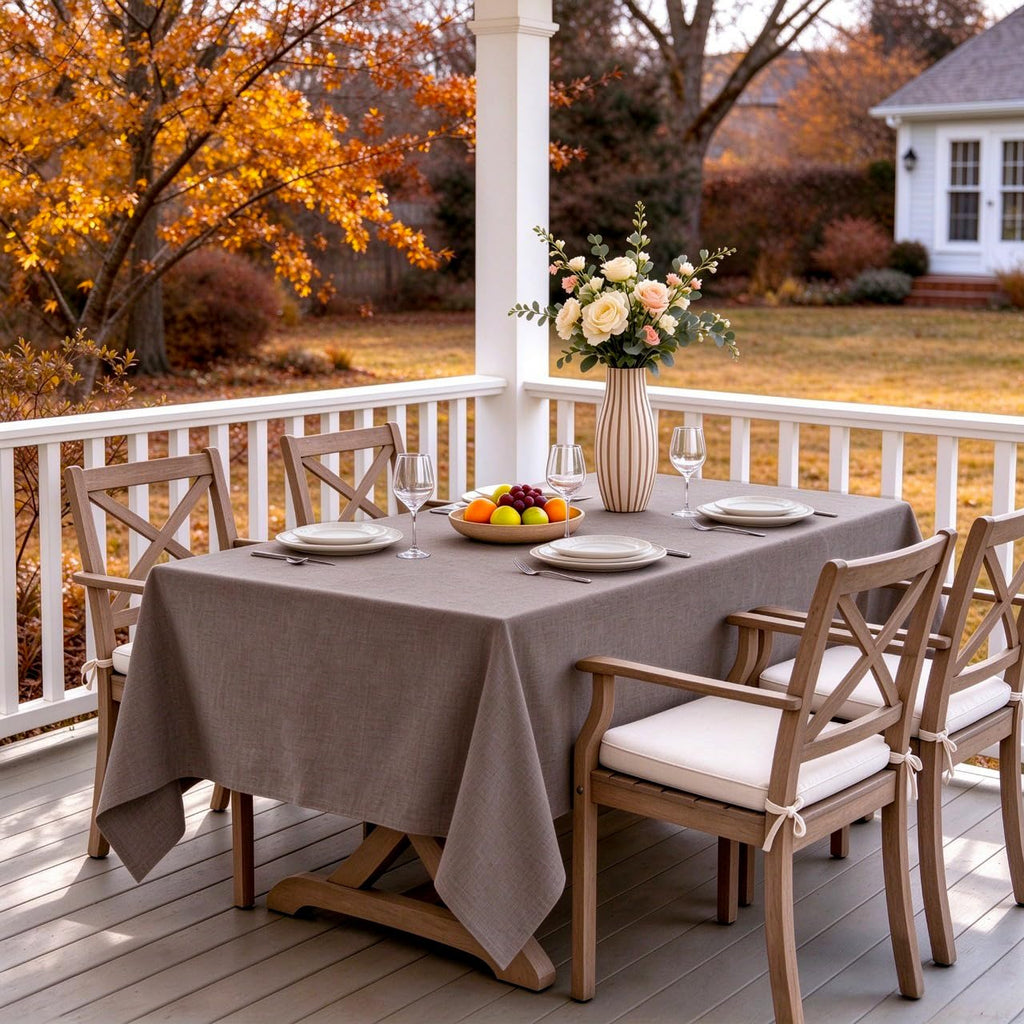 Table Cloth Rectangle Linen Waterproof Textured Coffee Tablecloth, Washable Wrinkle Free Spill Proof Fabric