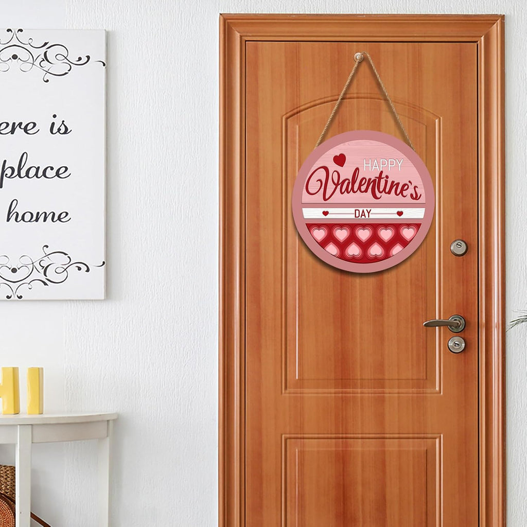 Happy Valentine's Day Welcome Door Sign 12"x12" Valentines Day Decorations Door Hanger Rustic Wooden Hanging Wall