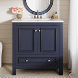 30" Modern Bathroom Vanity with Sink, Freestanding Bathroom Vanities Cabinet with Ceramic Basin Combo