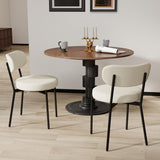 Dining Chairs Set of 2, Boucle Comfortable Upholstered Seat Fabric with Curved Backrest