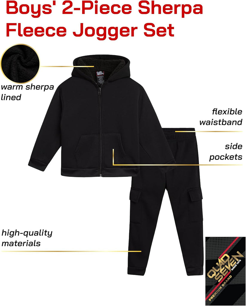 Toddler Boys 2 Piece Sherpa Zip Hoodie and Cargo Pants ( -7)