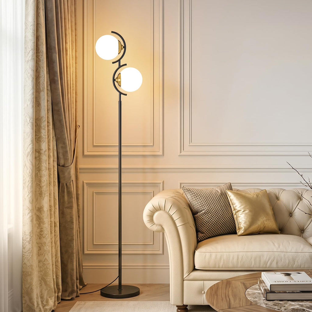Globe Floor Lamp with Frosted Glass Shade, 3-Color Temperatures