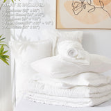 Oversized Queen Comforter Set White Seersucker 7 Pieces 98x98 Bed in a Bag Comforter Set with Sheets