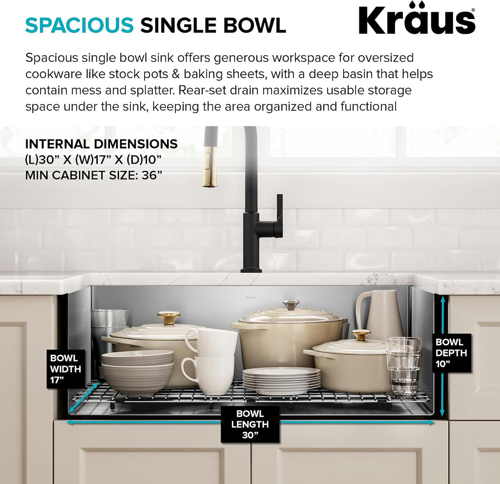 Stainless Steel 32 in 16 Gauge Undermount Sink KHU100-32 | 16-gauge TRU16 steel construction, rounded corners for