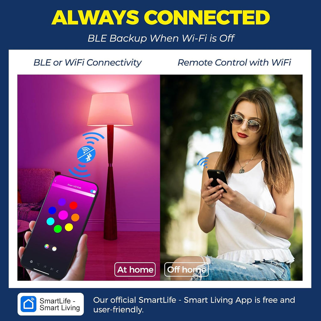 Smart Light Bulbs 100W Equiv., 1350LM 11W Smart Bulb Works with Alexa/Google Home/SmartLife, A19 E26 RGBCW Color