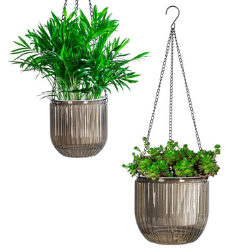 5.2/8.2 Inch 2 Pcs Self Watering Hanging Planter Indoor Plant Pots Drainage Holes, Outdoor Small Hanging Planters