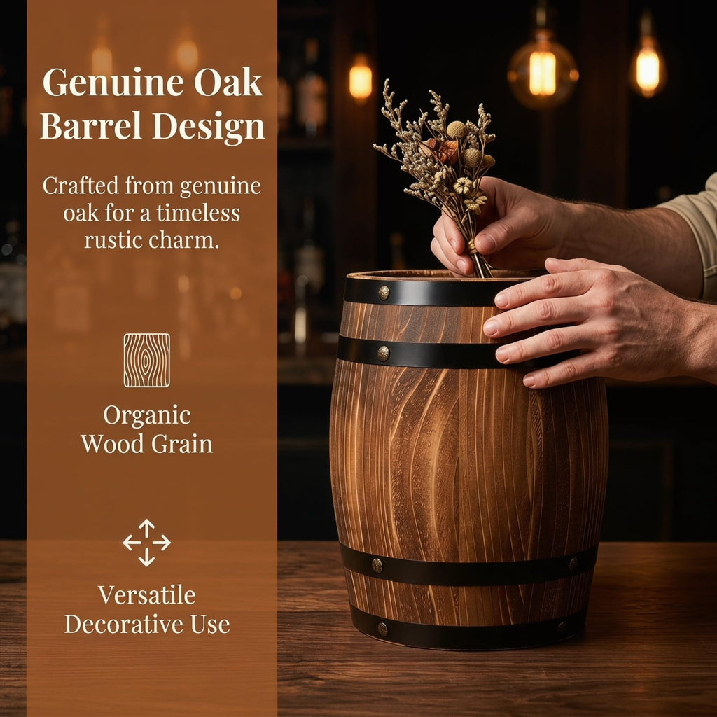 Barrel Decoration Wooden Planter Rustic Wine Barrel Prop 8.2 Inch Antique Style Beer Patio Garden Decor
