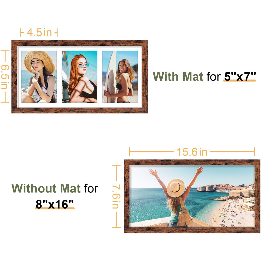 8x16 Collage Picture Frame, Displays 3Pcs 5x7 Photos