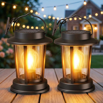 Hanging Solar Lanterns Outdoor Waterproof: 2 Pack Accent Lantern