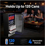 Beverage Cooler 15 Inch Hold 120 Cans,Under Counter/Freestanding Beverage Refrig