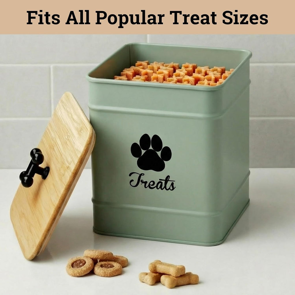 Dog Treat Container Airtight, 6"W x 8"H, Powder Coated, 12 Cup Capacity