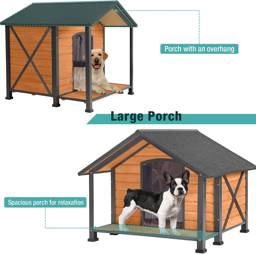Medium Heated Dog House Outdoor with Insulated Liner for Winter