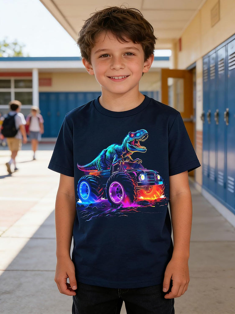 Boys 2 Pack Graphic T-Shirts, Stretch Short Sleeve Tees