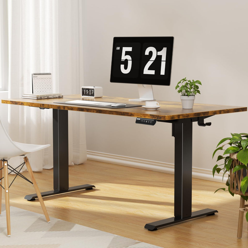55"x23.6" Standing Desk, Electric Height Adjustable, Brown