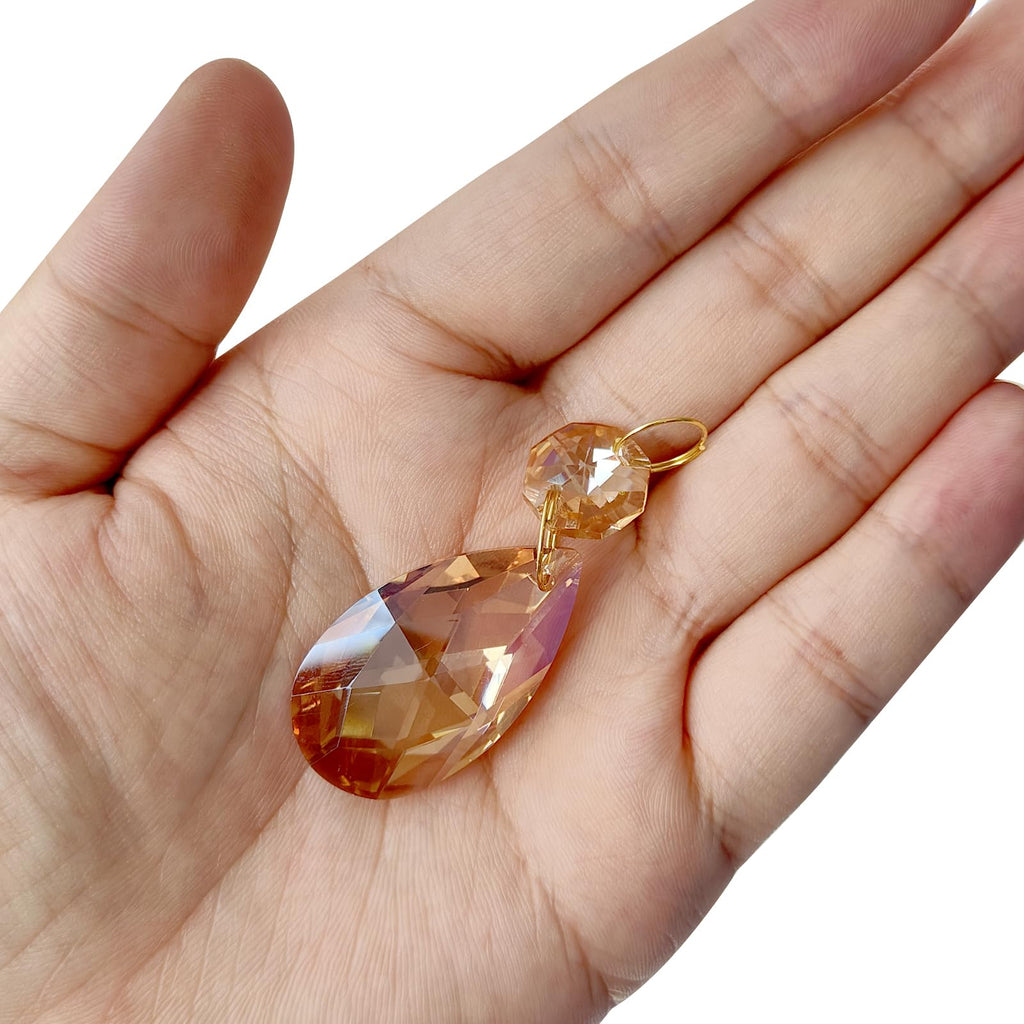 Teardrop Crystal Chandelier Pendants Beads, 10 Pack 60mm Length 38mm Chandelier Prisms Parts Ornaments Hanging Beads