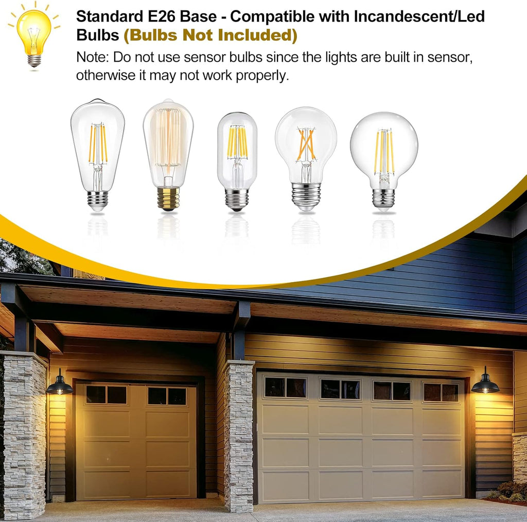 2-Pack Dusk to Dawn Outdoor Wall Sconces, Exterior Farmhouse Gooseneck Barn Light