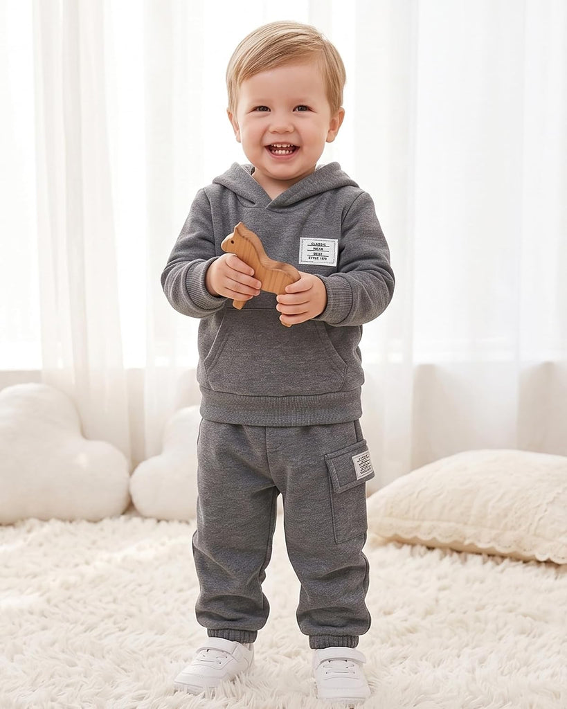 Toddler Baby Boy Clothes Long Sleeve Hoodie Sweatshirt Solid Sweatsuit Jogger Set Infant Boys Fall Winter Outfit