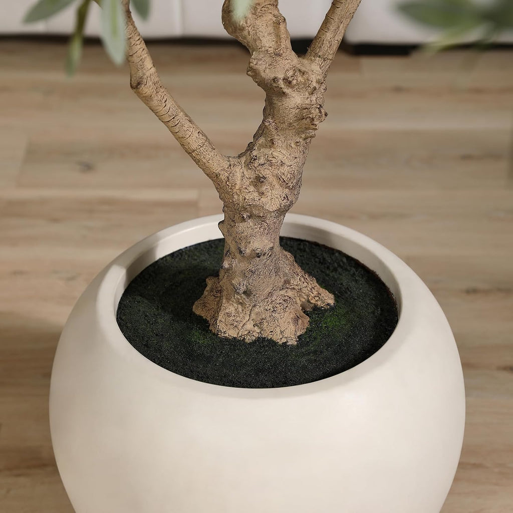 8 Feet Olive Trees Artificial Indoor with Round Artisan Planter