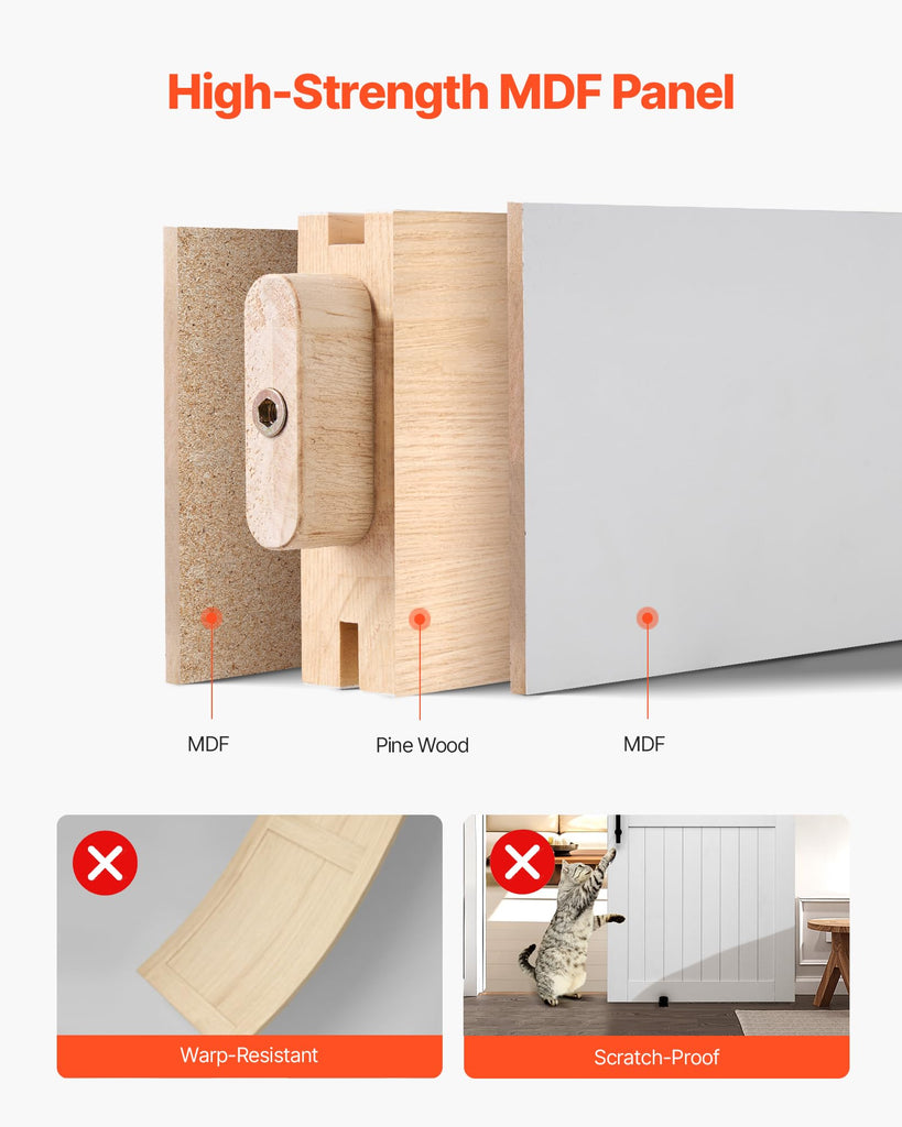 Sliding Barn Door, 42 x 84 inch, High-Strength MDF Panel, Barn Door with Hardware Kit, Water-Proof PVC Surface, Easy