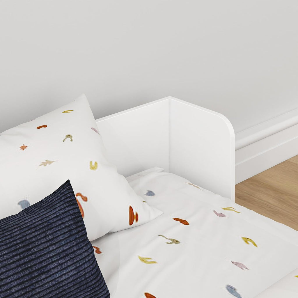 Mid-Century Modern Floor Bed, White/Pecan