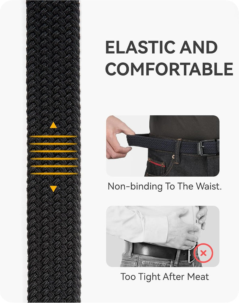 1.25" Boys Elastic Woven Belt Adjustable Kids Braided Belt