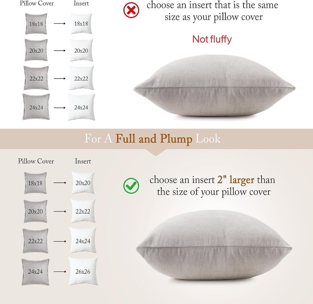 18x18 Pillow Inserts, Feather Down Filled for Support - Set of 2