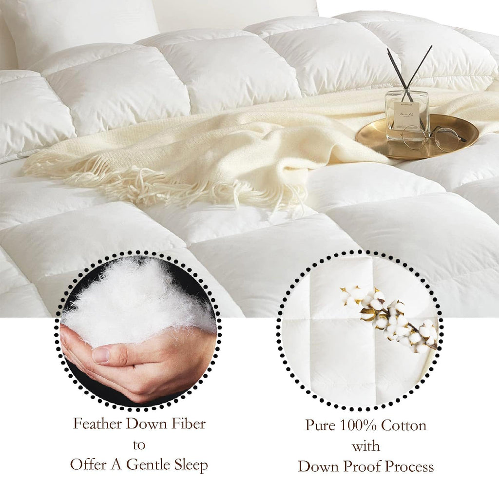 Down Fiber Comforter King for Winter, 100% Cotton Duvet Insert