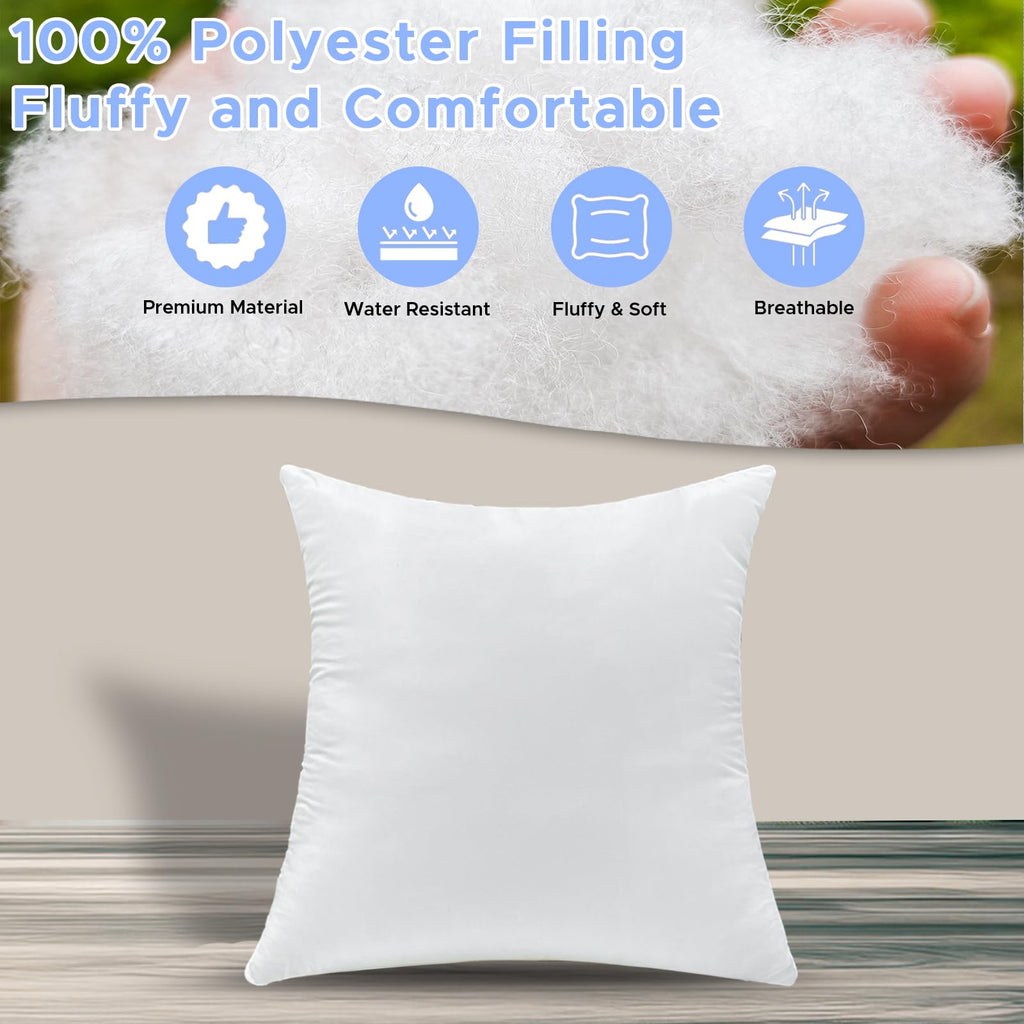 2 Pack Pillow Inserts Waterproof Outdoor 20x20 inch White