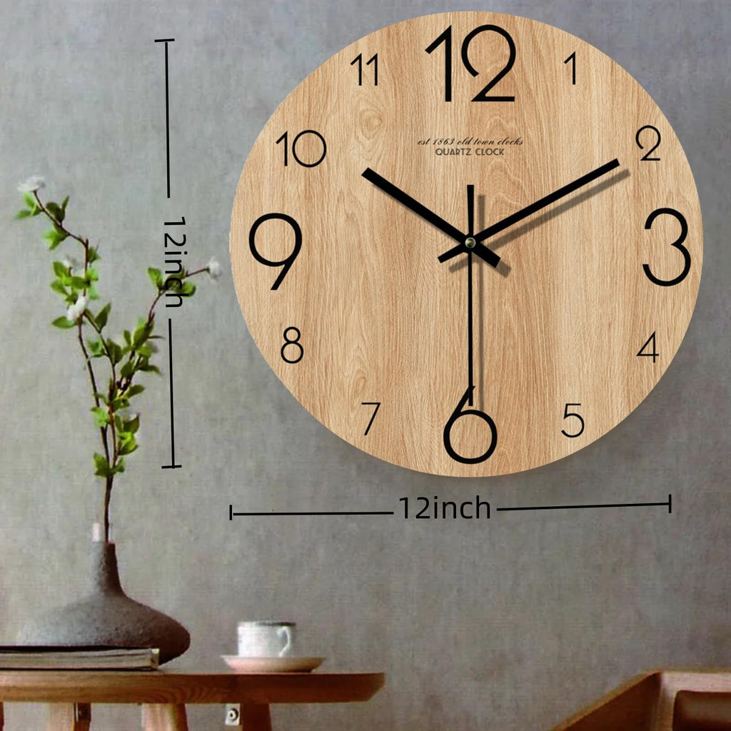 12 inch Vintage Wood Grain Simple Wall Clocks Silent Creative Living Room Decoration Wall Clock Modern Home Kitchen