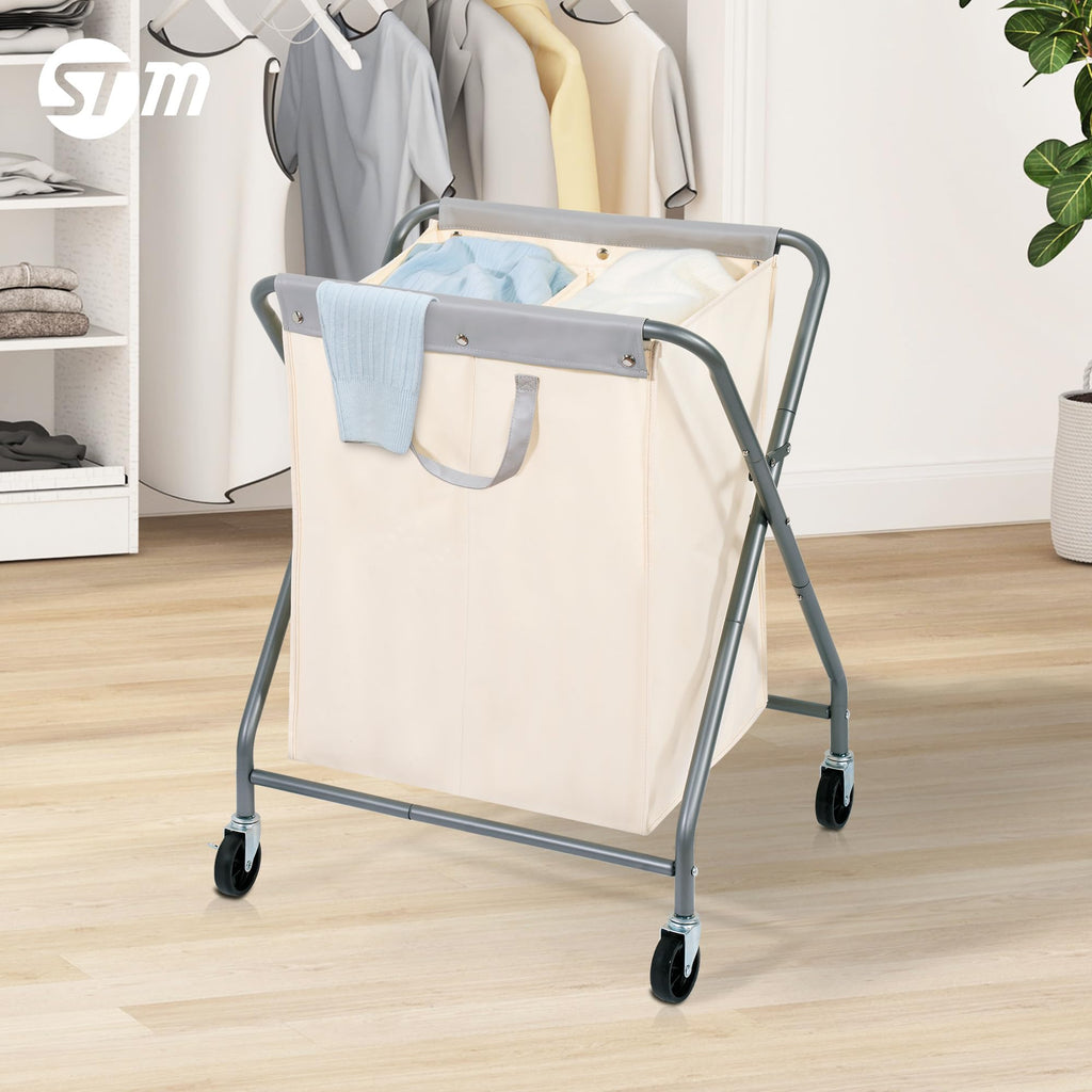 125L Collapsible Laundry Hamper with Wheels, Rolling Laundry Basket, Heavy Duty Cloth Sorter with Removable Bag