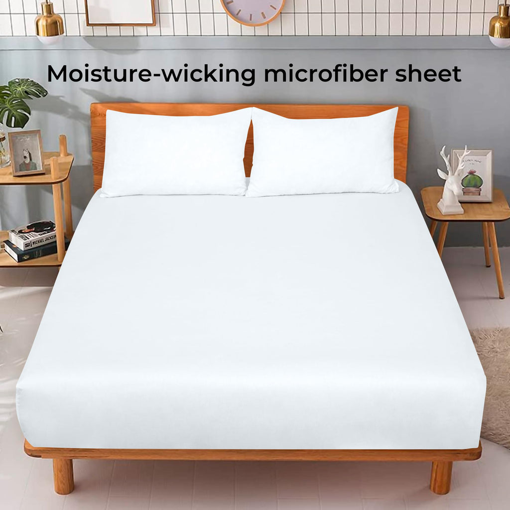 Microfiber Full Fitted Sheet 2 Pack, Deep Pocket Up to 16 Inches - White