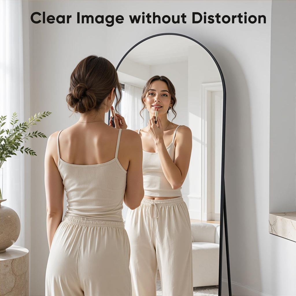 56"x14" Full Length Mirror, Over The Door Mirror, Black