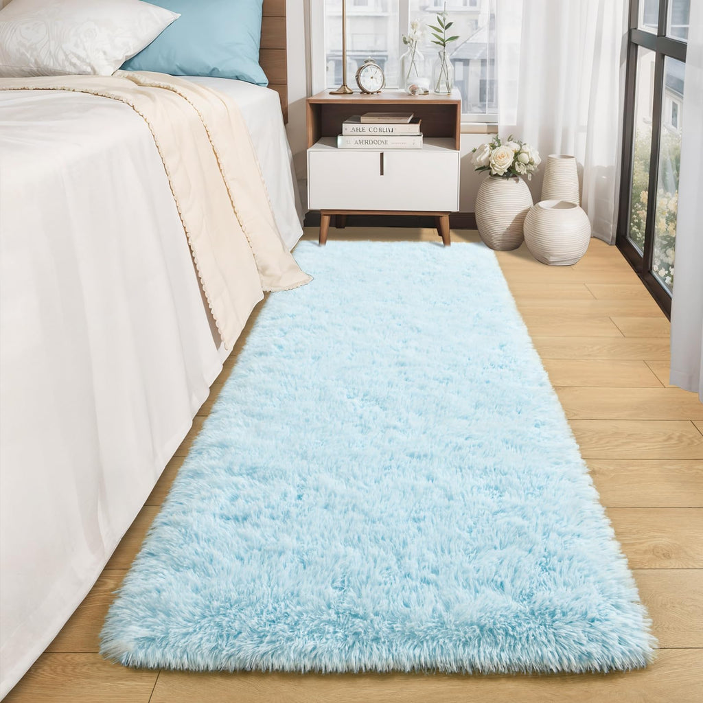 Soft Fluffy Rugs Living Room, 2x6 Hallway Runner Rugs, Furry Shag Bedside Area Rug Indoor Accent Floor Carpet, Plush